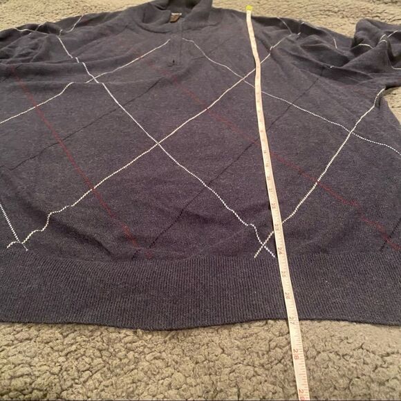 Cremieux Half Zip Argyle Silk Blend  Sweater Size XL - Picture 6 of 10